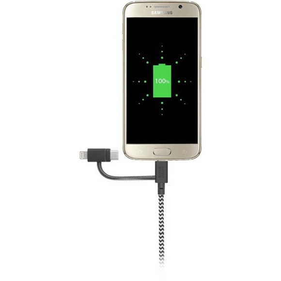 Native Union - 6.5' USB Type-A-to-Micro-USB/Lightning/USB Type-C Cable - Zebra - Picture 4 of 8